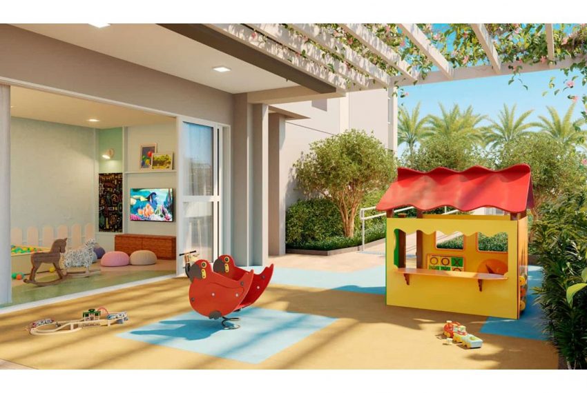 Brooklin Bricks - Perspectiva ilustrada do playground integrado com a brinquedoteca