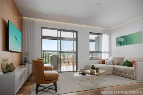 Living do Apartamento 92m² (Final 6) do HOME RESORT PENHA