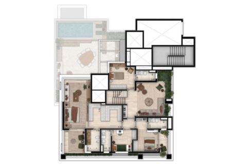 Opção 3 - Cobertura Duplex com 4 Suítes e 391m² + Personal Space (Piso Superior) - AMYRÁ Moema