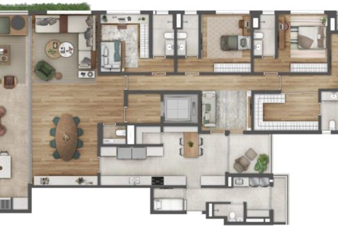 Opção 1 - Torre A - Planta 4 Suítes com 334m² - ESTHER Ibirapuera