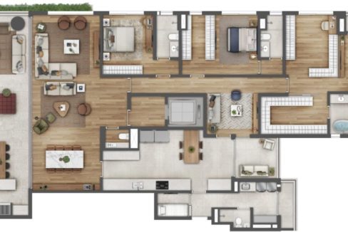 Opção 3 - Torre A - Planta Opção 3 Suítes com 334m² - ESTHER Ibirapuera